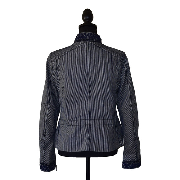 C5 NWT GUSTAV Navy & White Striped Denim Casual Jacket Size 38 - Picture 4 of 8